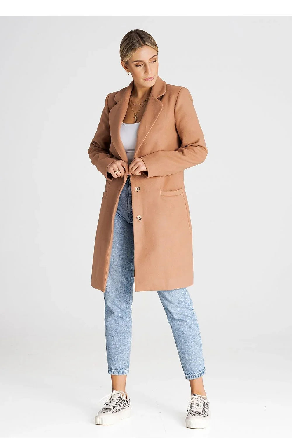 Women's Wool Overcoat - With Pockets Chic Elegant Professional