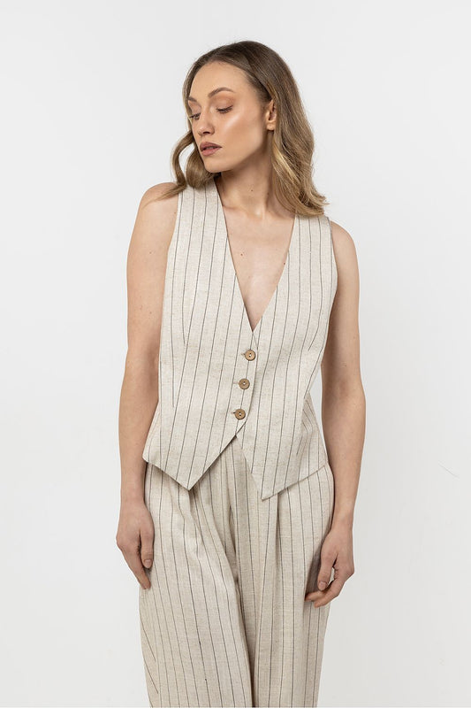 Women Suit Vest - Breathable - Sleeveless Beige