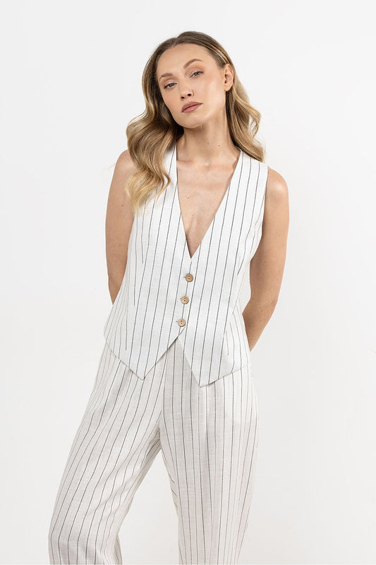 Women Suit Vest - Breathable - Sleeveless White