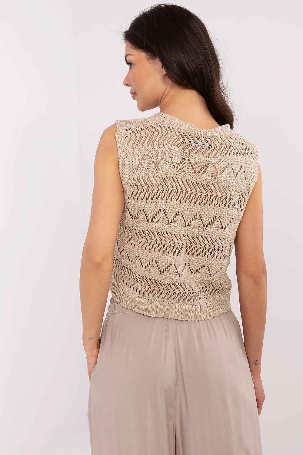 Women Sweater Vest - Breathable - Sleeveless Beige
