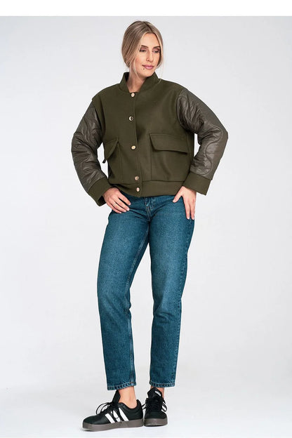 Women's Bomber Jacket - With Pockets Chic, Minimalist - Black