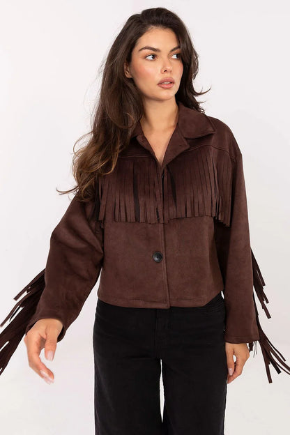 Women's Cropped Jacket - Lightweight Chic - Brown