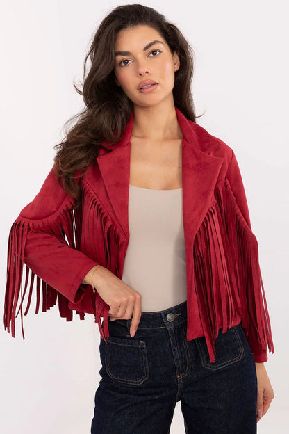 Women's Cropped Jacket - Lightweight Boho - Red