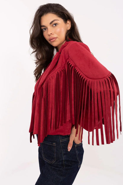 Women's Cropped Jacket - Lightweight Boho - Red