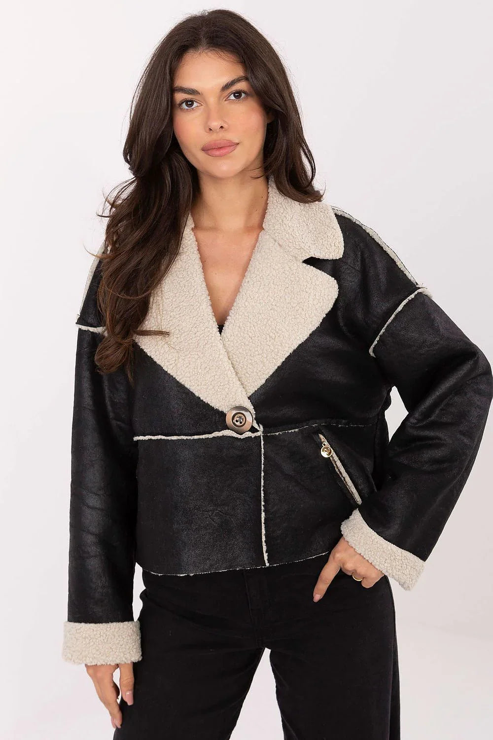 Women's Cropped Jacket - Lightweight Casual - Navy, Beige