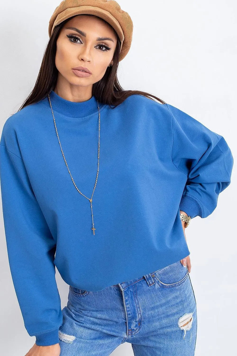 Women's Sweatshirt - Mock-Neck With Regular Fit