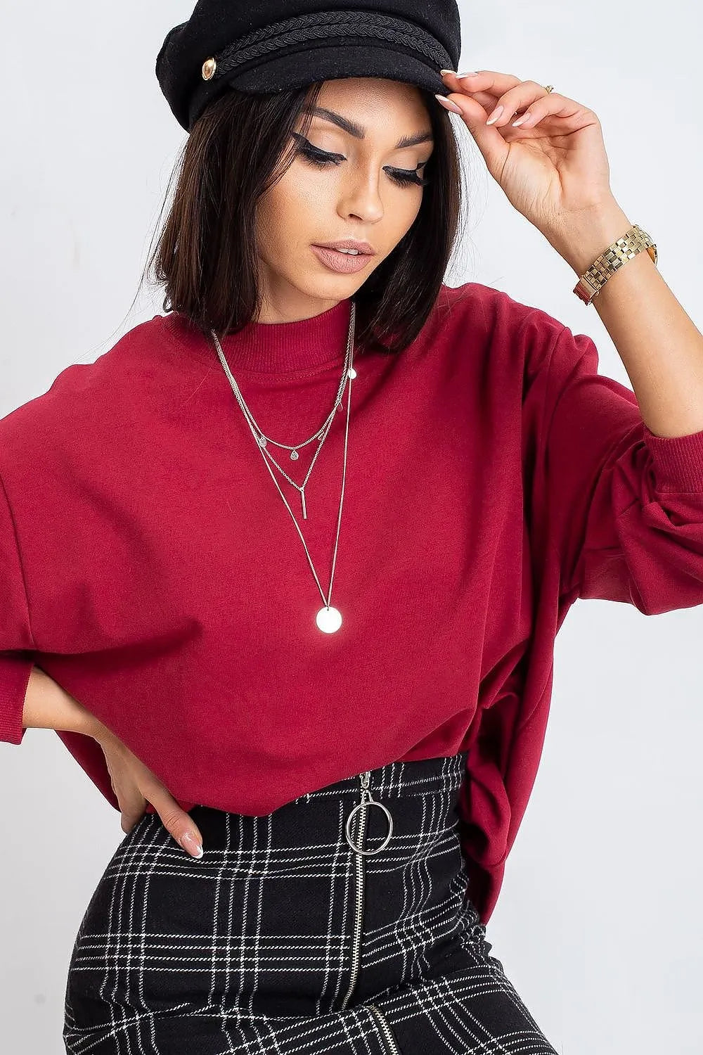 Women's Sweatshirt - Mock-Neck With Regular Fit