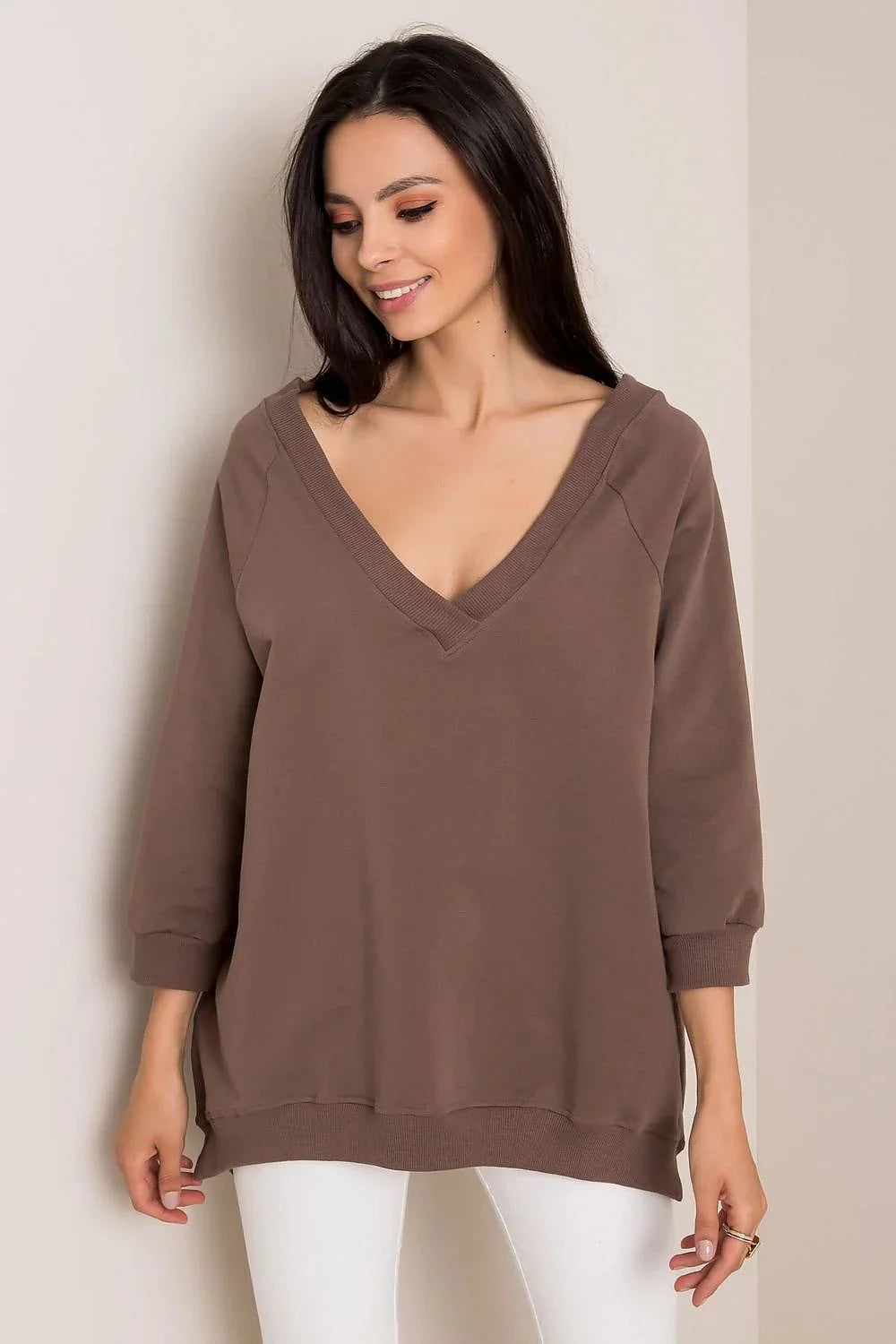 Women's Sweatshirt - V-Neck With Oversized Fit