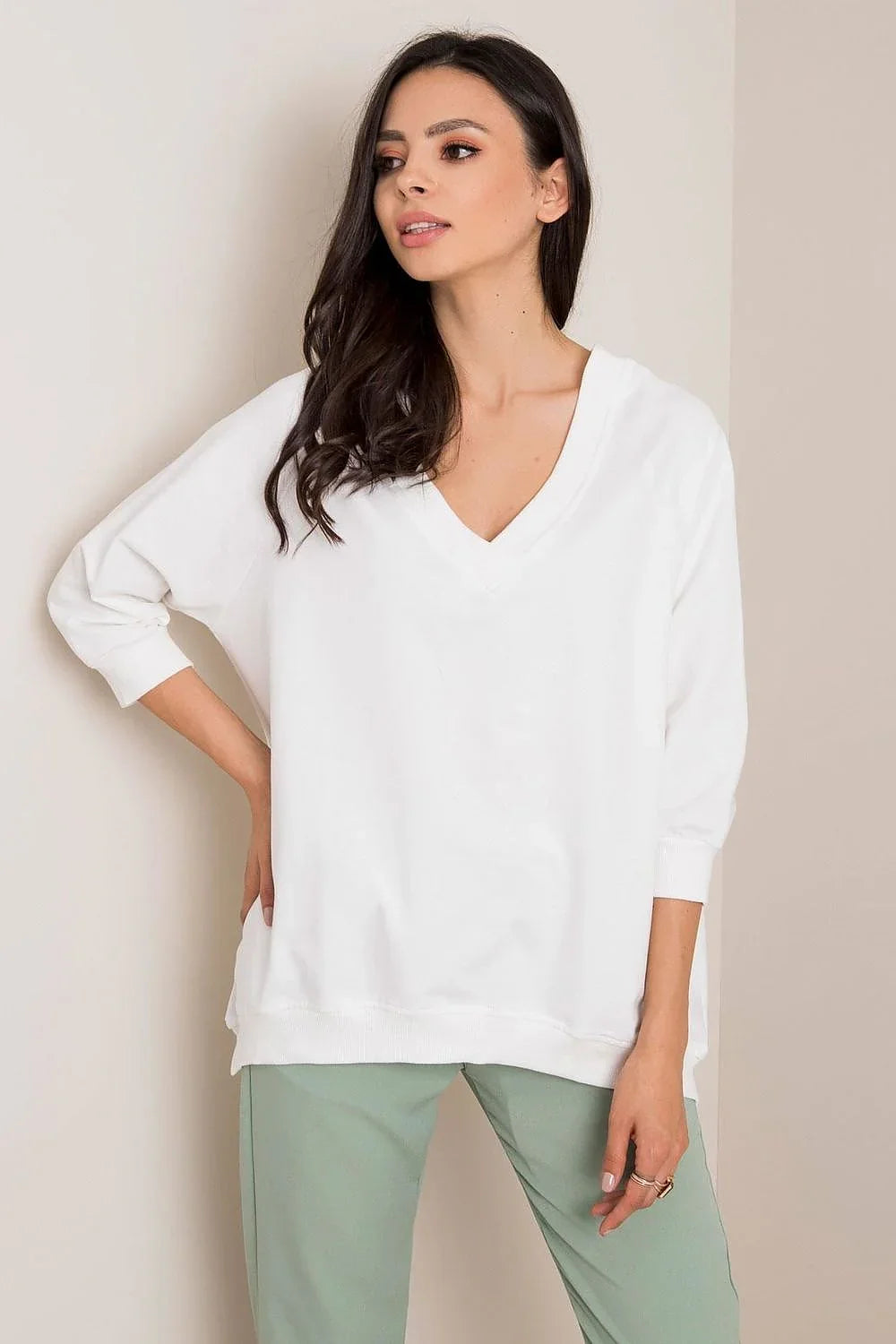 Women's Sweatshirt - V-Neck With Oversized Fit