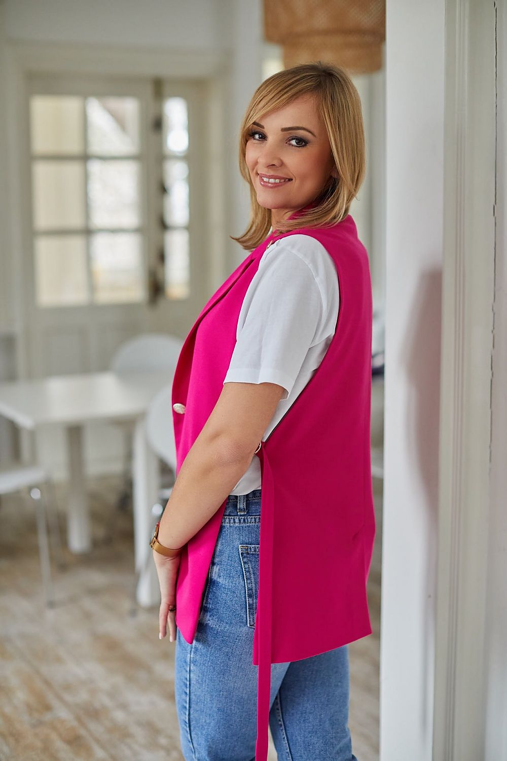 Women Suit Vest - Stretchable - Sleeveless Pink