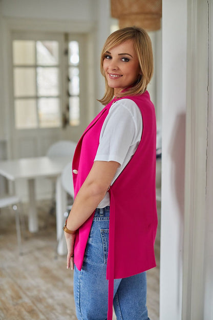 Women Suit Vest - Stretchable - Sleeveless Pink