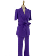 Elegant, Chic, Professional Women's Pant Suit - Solid Single-Breasted