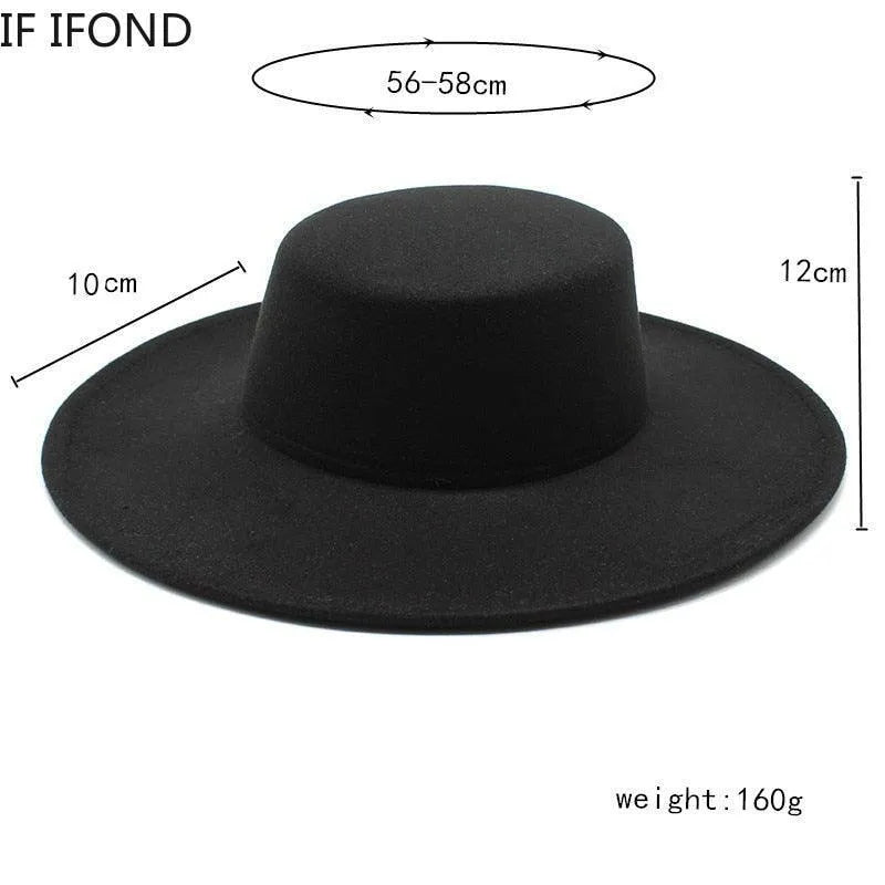Black fedora derby hat with wide brim and size details, luxury fashion at GUOCALI Paris