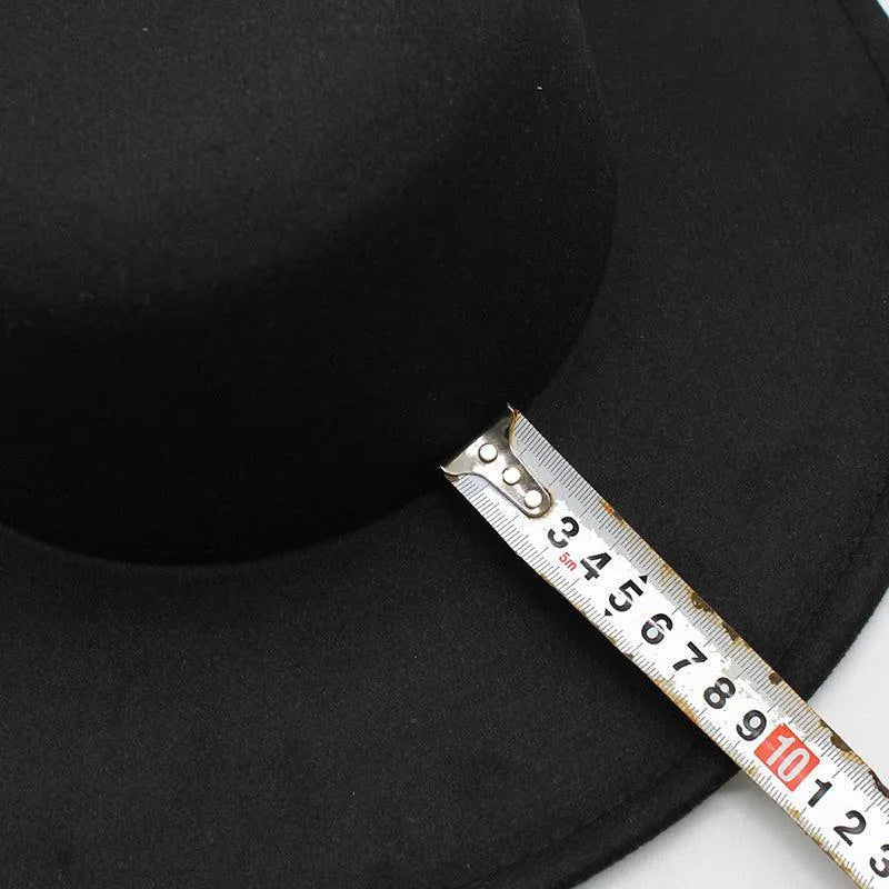 Black derby fedora hat from GUOCALI measured with tape, premium fashion accessory