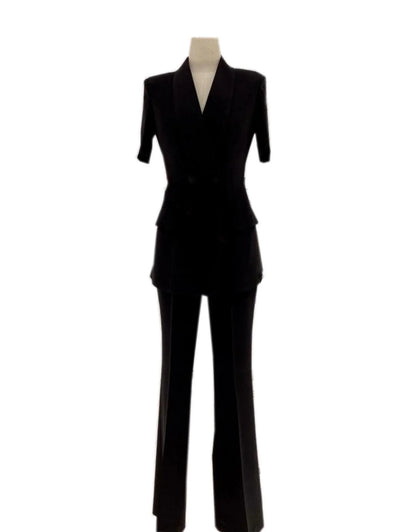 Double-Breasted Business Pantsuit - Women Trouser Suits - Trouser Suit -Guocali