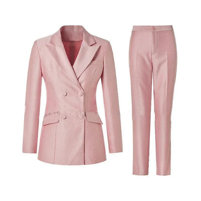 Double-Breasted Business Pantsuit - Women Trouser Suits - Trouser Suit -Guocali