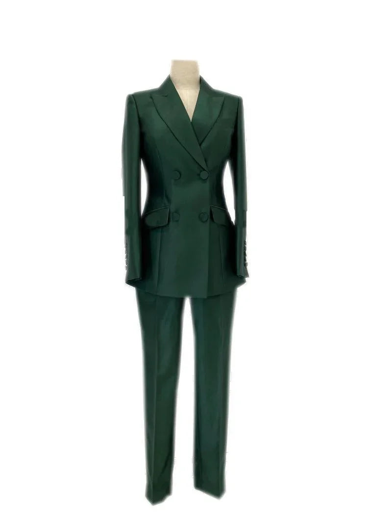 Double-Breasted Business Pantsuit - Women Trouser Suits - Trouser Suit -Guocali