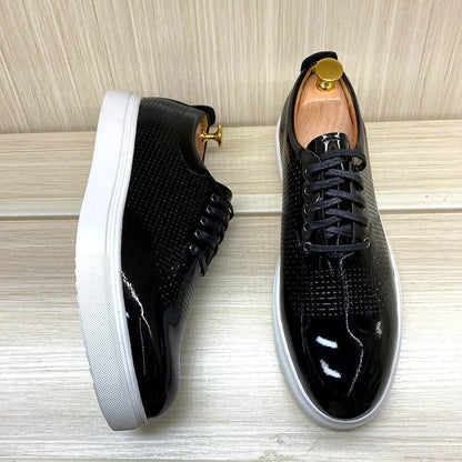 Dress Shoes - Beckett Glossy Leather Sneakers -Guocali