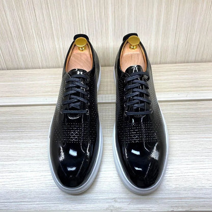 Dress Shoes - Beckett Glossy Leather Sneakers -Guocali