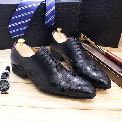Dress Shoes - Merlin Checked Men Shoes -Guocali