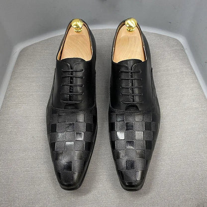 Dress Shoes - Merlin Checked Men Shoes -Guocali