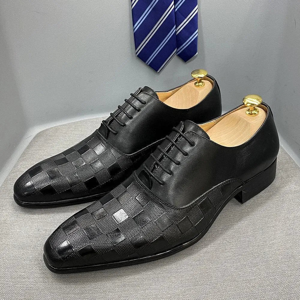 Dress Shoes - Merlin Checked Men Shoes -Guocali