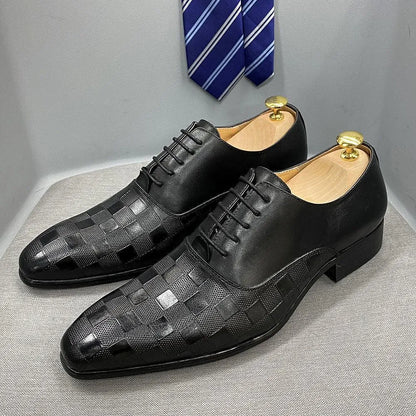 Dress Shoes - Merlin Checked Men Shoes -Guocali