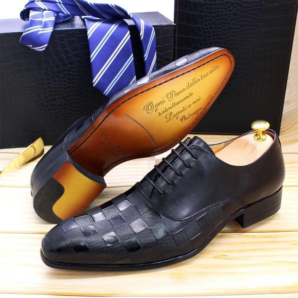 Dress Shoes - Merlin Checked Men Shoes -Guocali