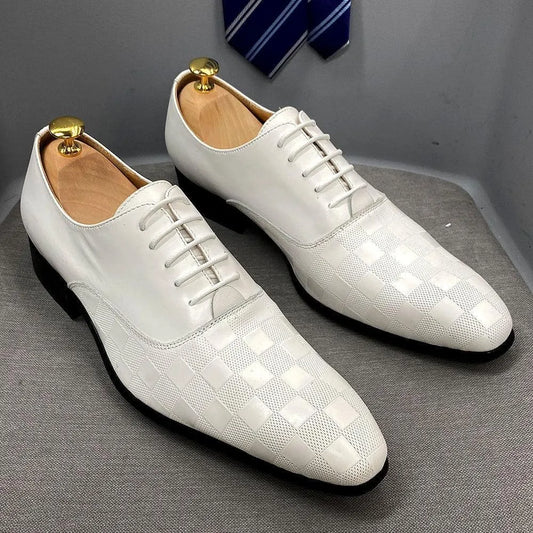 Dress Shoes - Merlin Checked Men Shoes -Guocali