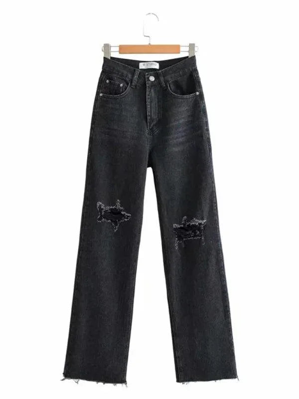 Edgy Women Jeans – High Raw Hem -Guocali