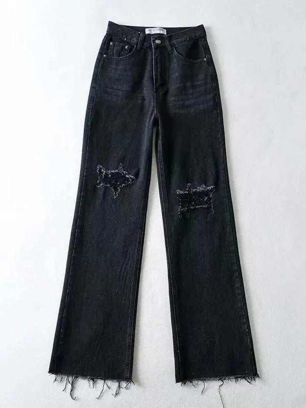 Edgy Women Jeans – High Raw Hem -Guocali