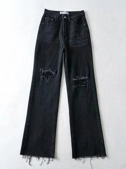Edgy Women Jeans – High Raw Hem -Guocali