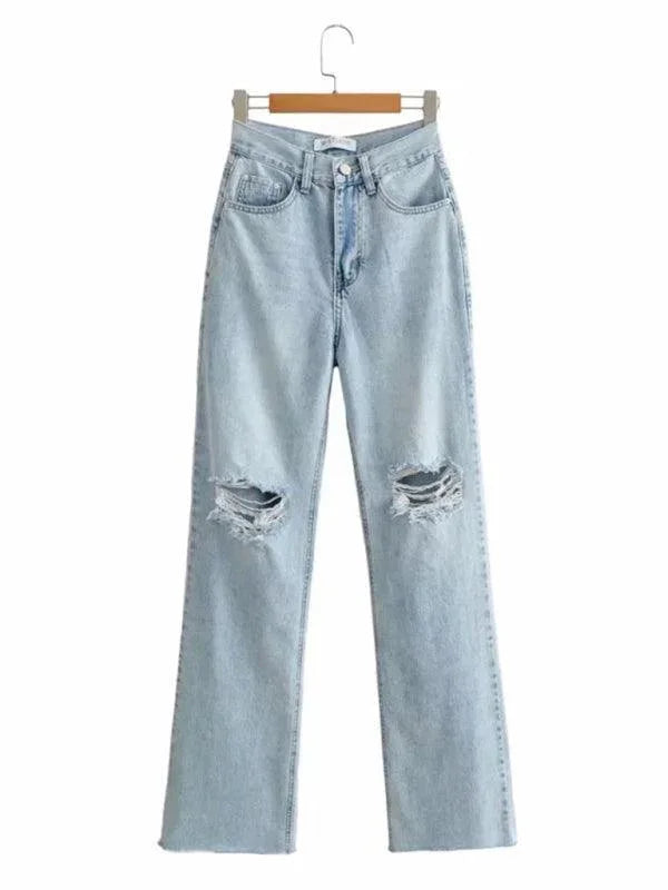 Edgy Women Jeans – High Raw Hem -Guocali