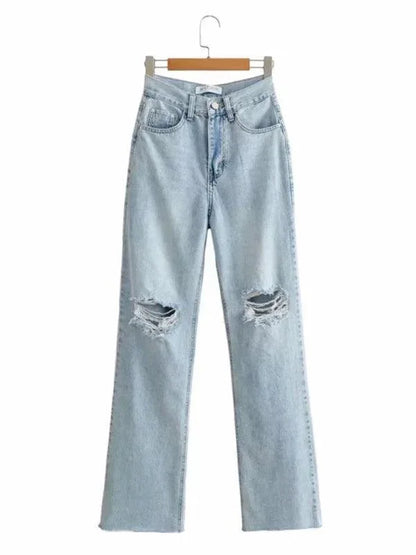 Edgy Women Jeans – High Raw Hem -Guocali