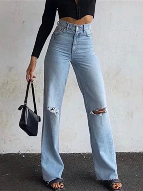 Edgy Women Jeans – High Raw Hem -Guocali