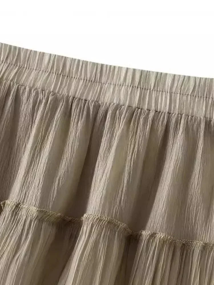 Elastic High-Waisted A-Line Skirt -Guocali
