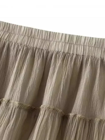 Elastic High-Waisted A-Line Skirt -Guocali