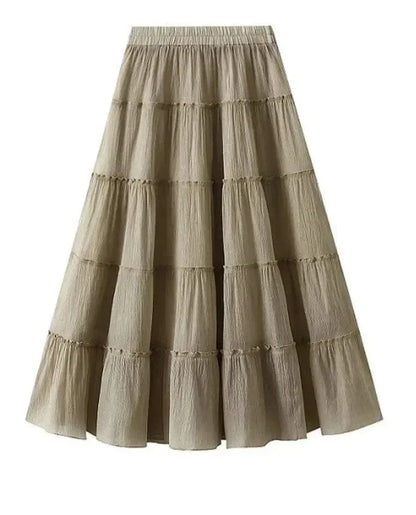 Elastic High-Waisted A-Line Skirt -Guocali