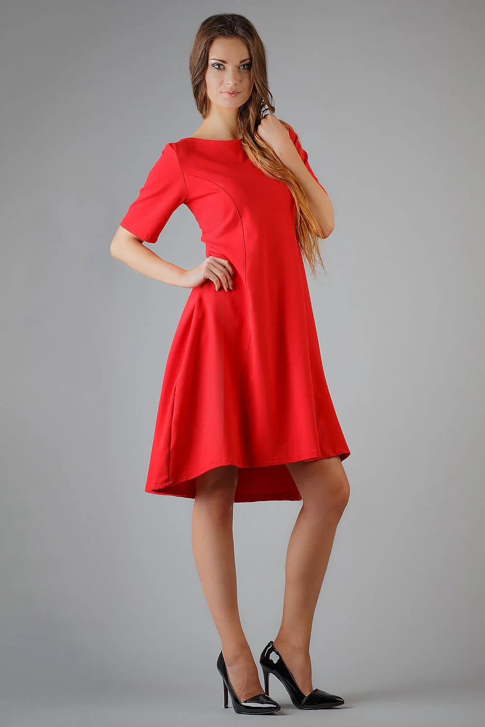Elegant Boat Neck Short Sleeves Day Dress