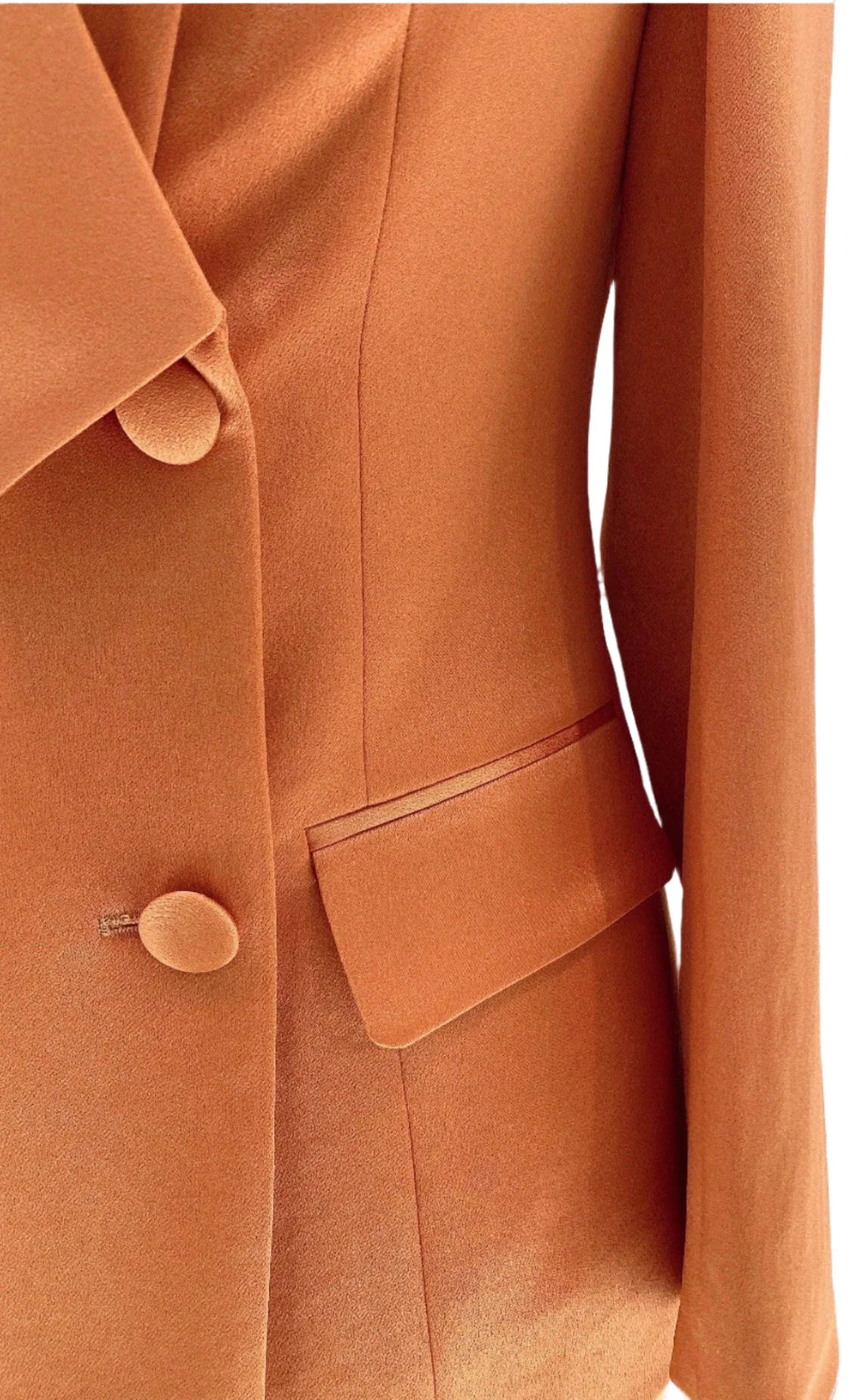 Elegant Chic Professional Women's Pant Suit - Solid Double-Breasted - Orange