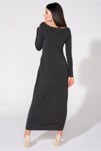 Elegant Cowl Neck Long Sleeves Evening Dress