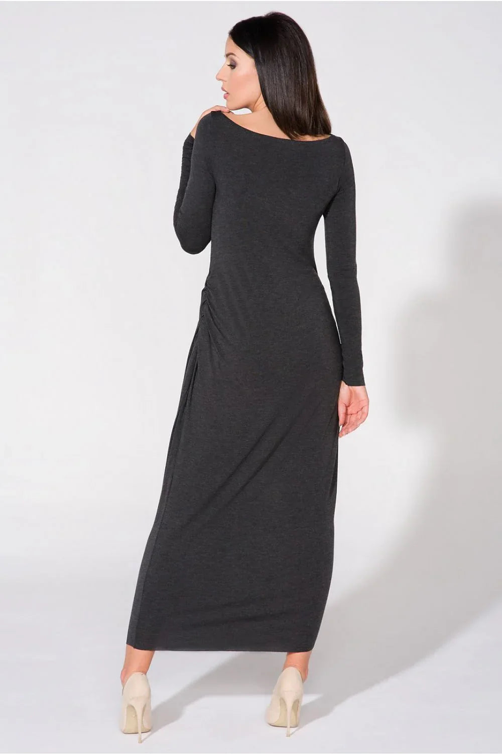 Elegant Cowl Neck Long Sleeves Evening Dress