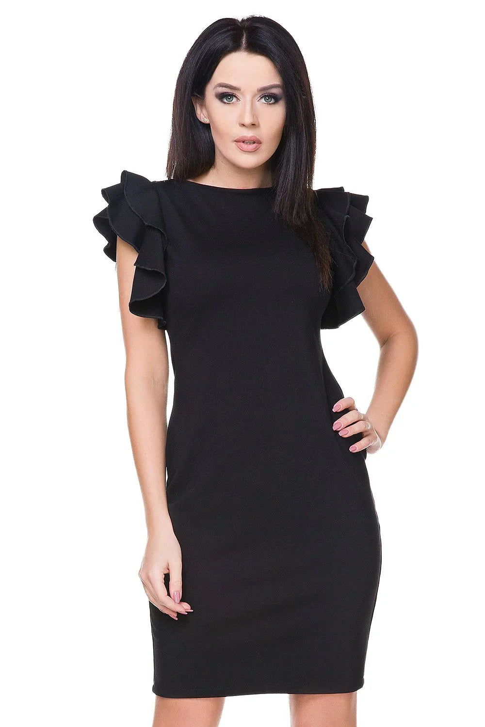 Elegant Crew Neck Evening Dress