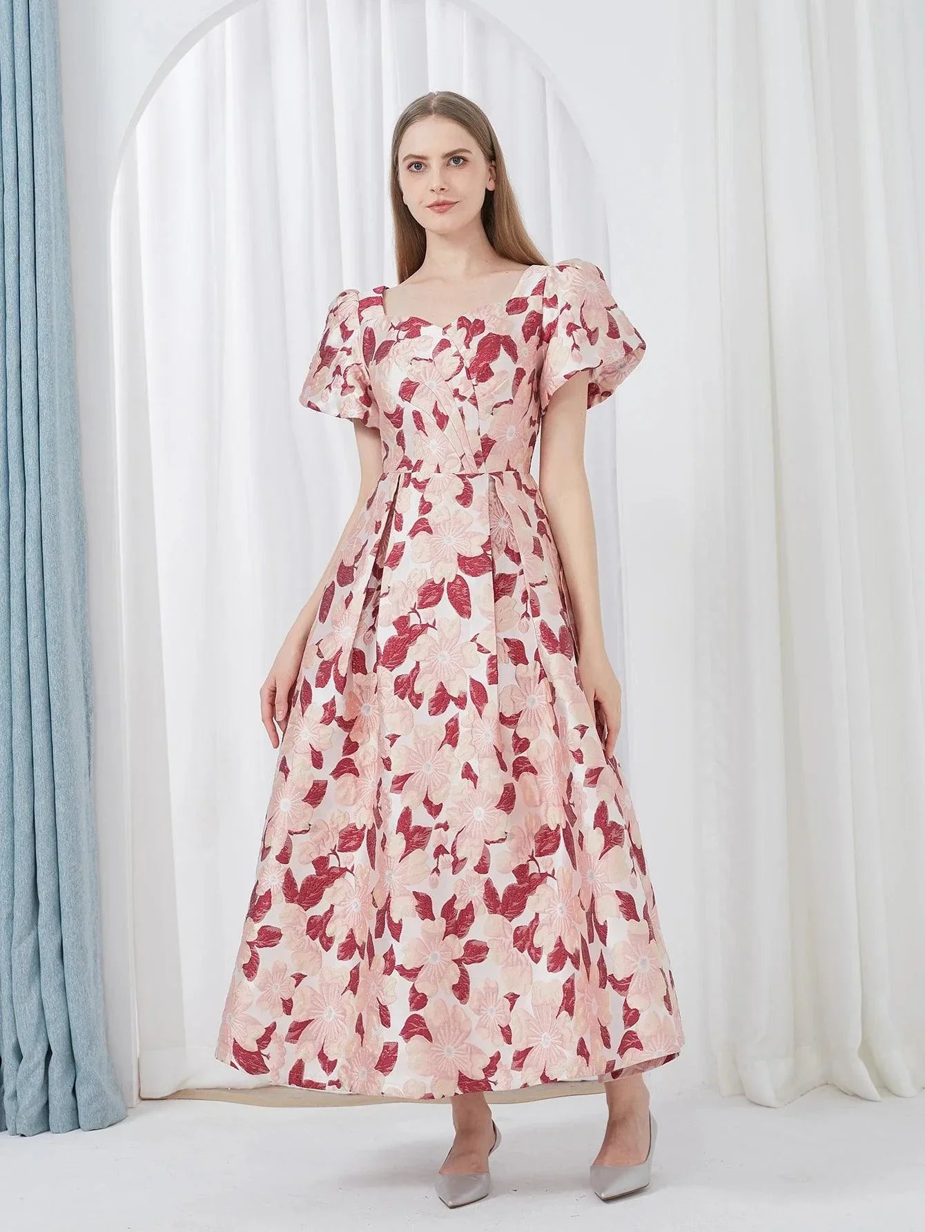 Elegant Embroidery Jacquard Long Prom Dress -Guocali