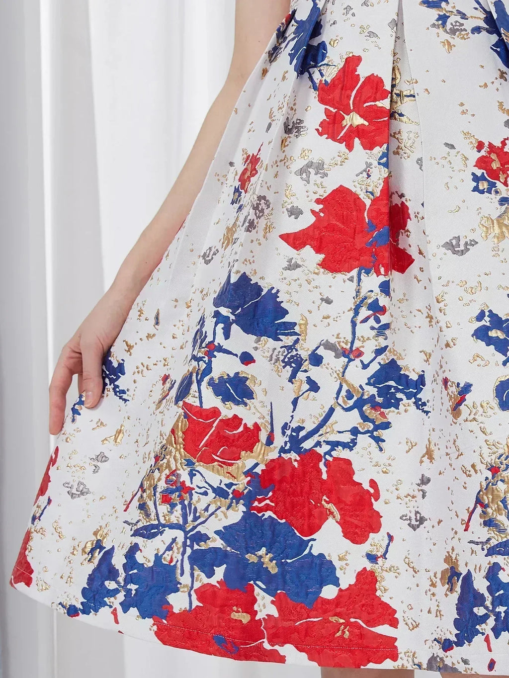 Elegant Flower Jacquard Party Dress -Guocali