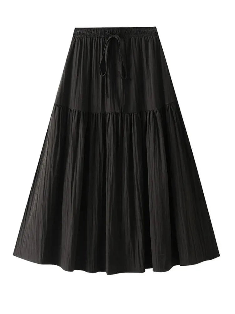 Elegant Lace-Up Elastic Pleated Skirt - Pleated Skirt - Guocali