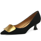 Elegant Leather Low Heel Women Pumps