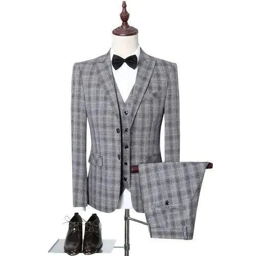 Cali 3-Piece Plaid Suit for Men -Guocali