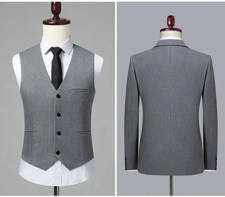 Solid Double-Breasted Suit for Men - Business Formal -Guocali