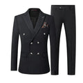 Solid Double-Breasted Suit for Men - Business Formal -Guocali